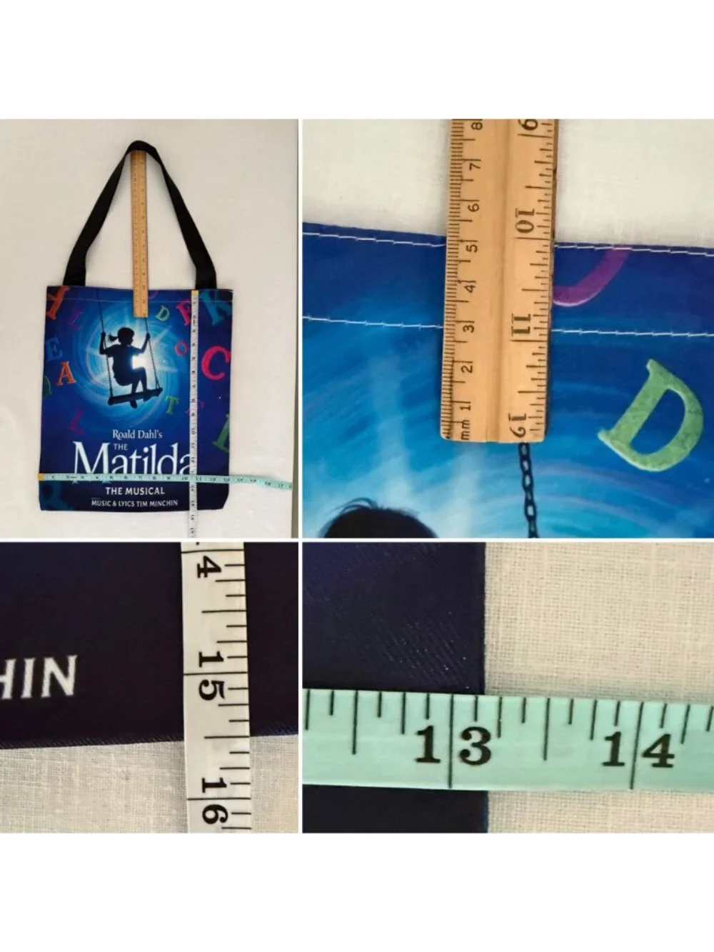 Matilda The Musical Tote Bag Roald Dahl Theater Broadway 15.5x13 NWT